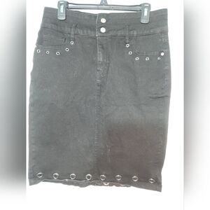 Black denim skirt